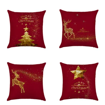 

4PCS Pillow Cover Cushion Christmas Xmas Printing Pillowcloth Set Decoration for Home Car Bed Sofa Living Room