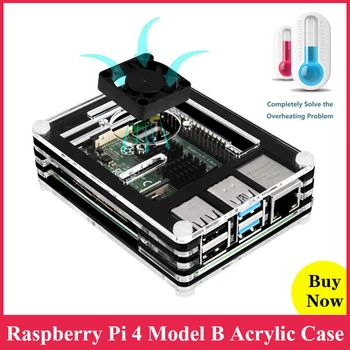 

For Raspberry Pi 4 Acrylic Case 9 Layers Box Shell Enclosure Cooling Fan Aluminum Heat Sink for Raspberry Pi 4 Model B 4B