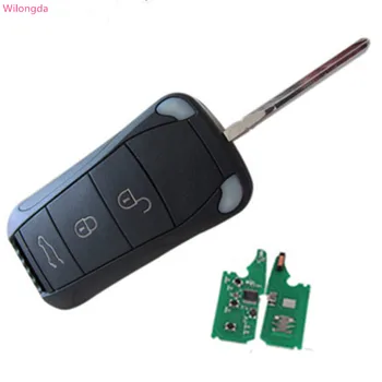 

Wilongda Car key 3 Button Flip remote key 433mhz pcf7936 ID46 chip for Porsche Cayenne 2004-2011 car key accessory