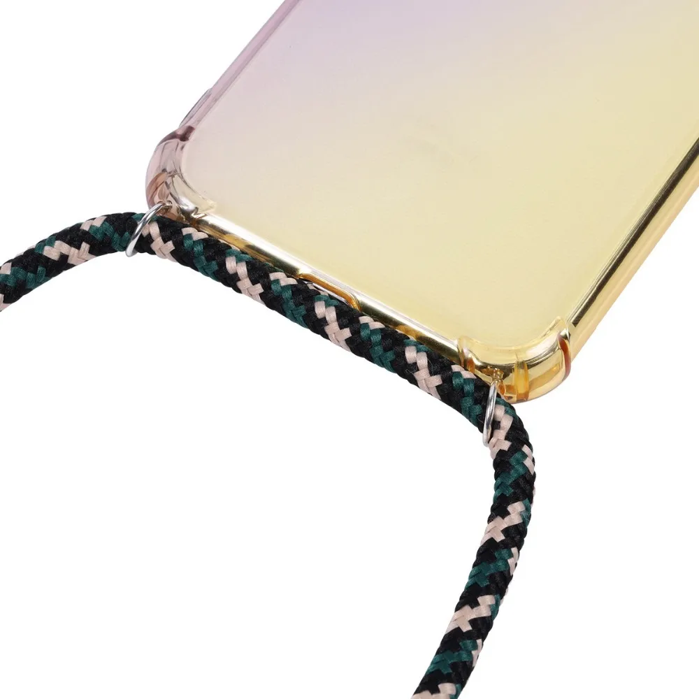 Rainbow aurora transparent case for Samsung Galaxy A6s A8s A9s A10 A20 A40 A50 A60 A70 A80 lanyard shoulder rope cord case cover