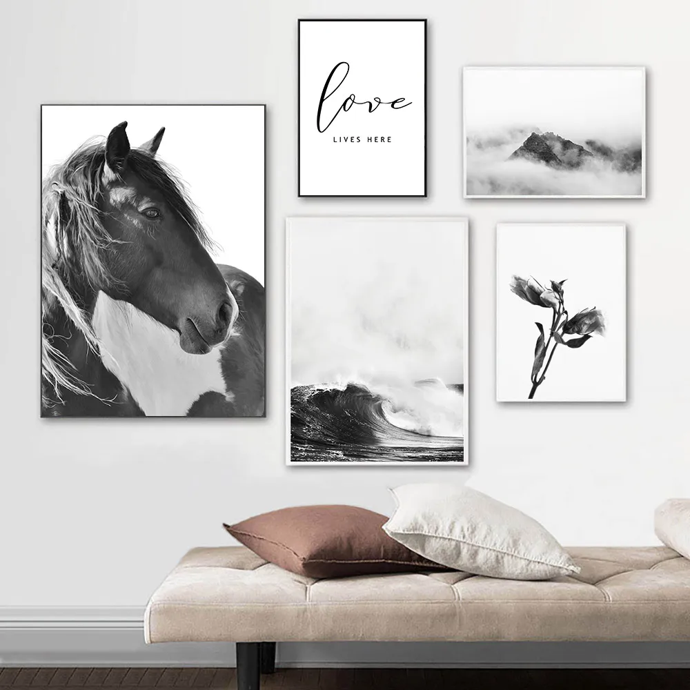 

Black And White Mountain Hourse Canvas Wall Art Print Quotes Paintings Pictures Landscape Canvas Pictures For Living Room