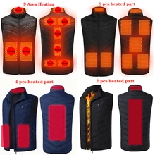 Жилет с подогревом для мужчин и женщин, жилет с подогревом 2/4/8/9 зоны Жилет с подогревом для мужчин и женщин, жилет с подогревом 2/4/8/9 зоны