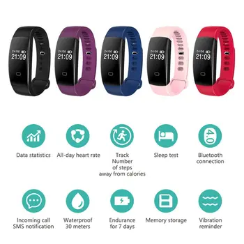 

F08HR Smart Band Heart Rate Monitor Fitness Tracker Pedometer Wristband Remote Camera Bracelet For IOS Android