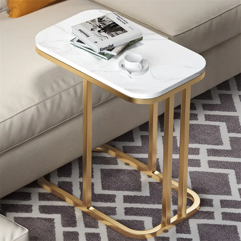 Nordic Minimalistic Iron Tea Table Modern Living Room Sofa Corner Table Wooden Desktop Bedroom Small Coffee Desk