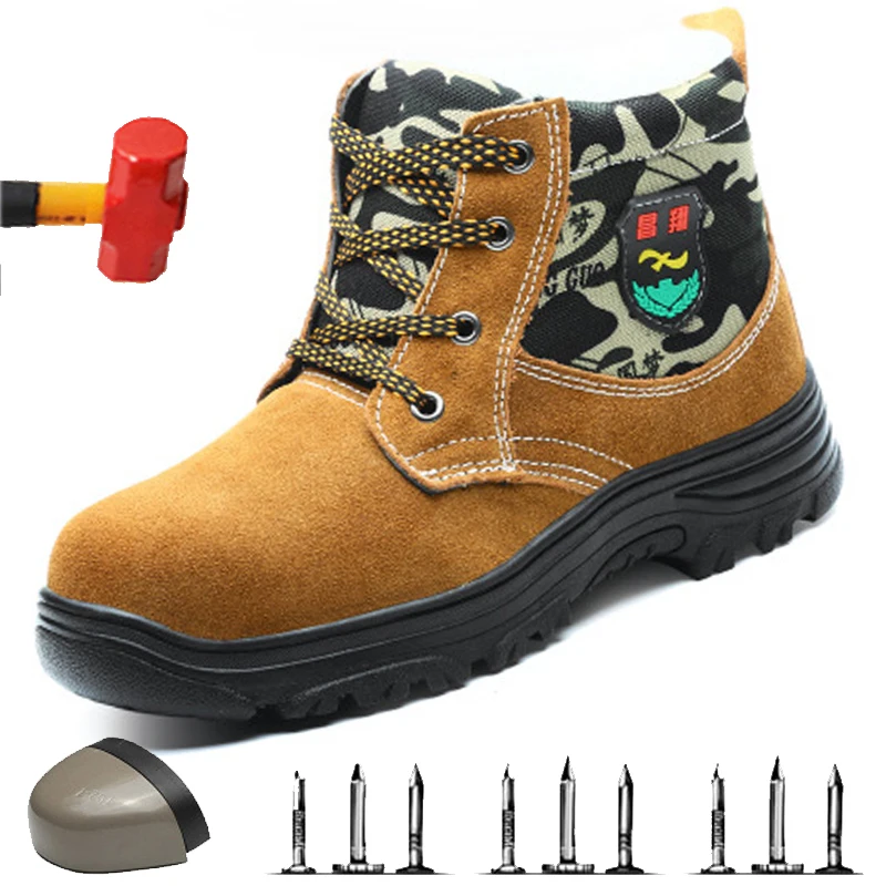 

Winter Camouflage Warm Men's Boots Steel Toe Caps Anti-smashing Puncture Safety Shoes High Quality Indestructible Work Shoes