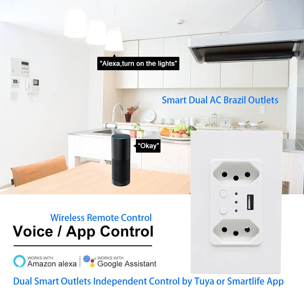 WiFi Smart Brazilian Wall Socket USB Electric Brazil Plug Switzerland