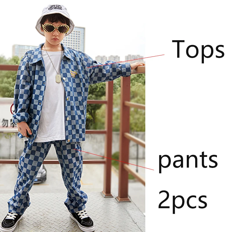 2pcs Костюм для джазовых танцев для мальчиков; свободная рубашка; комплекты со штанами; одежда для уличных танцев в стиле хип-хоп; детская одежда для бальных танцев; уличная одежда; SL1958 - Цвет: 2pcs