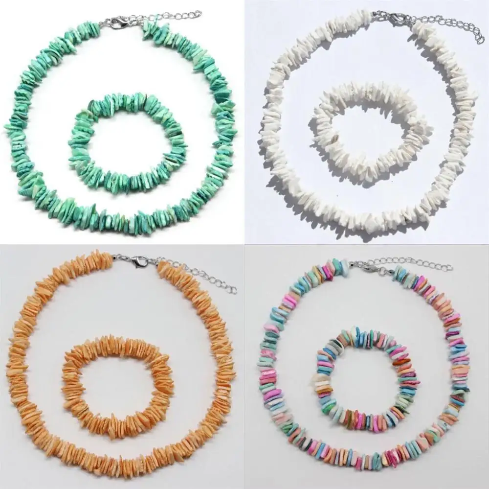 1set Seashells Collar Choker Necklace Women Natural Shells Bohemian Jewelry Choker Simple Bracelet for Woman Girls 8769-8774