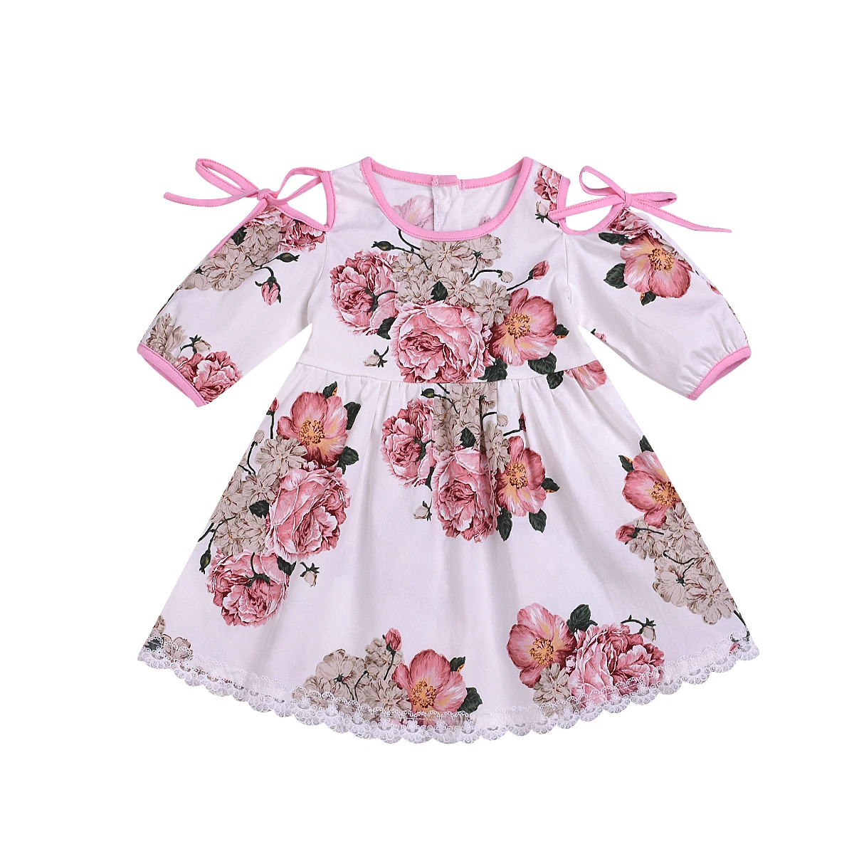 

Toddler Baby Girls Dress 2019 New Kids Long Sleeve Floral Dress A-Line Summer Off the Shoulder Dress Children Outfits Clothes