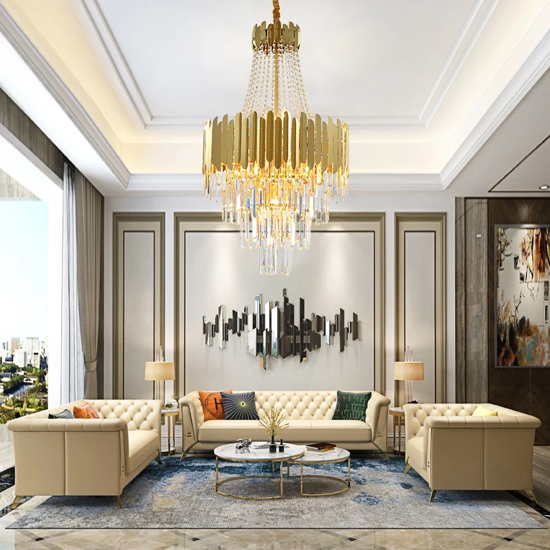 Роскошная Современная хрустальная люстра Высококачественная Золотая для