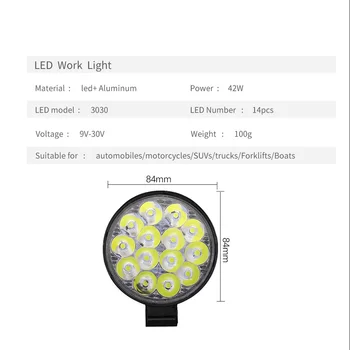 

Truck Working lights Work Spot Flood Round 14-LED Driving IP68 Off-road