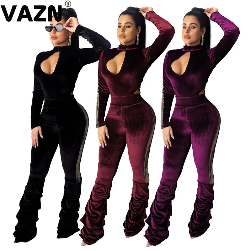 VAZN,, высокое качество, замша, неопрятный, для взрослого возраста, сексуальный, однотонный, открытый, полный рукав, эластичный, для женщин, высокая талия, карандаш, Комбинезоны