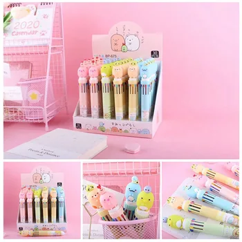 

Candy Color Ball Ballpoint Pen 10 In 1 Multi-color Cute Pink Marker Pen Press Ball Pen Creative Student Office School Stationery