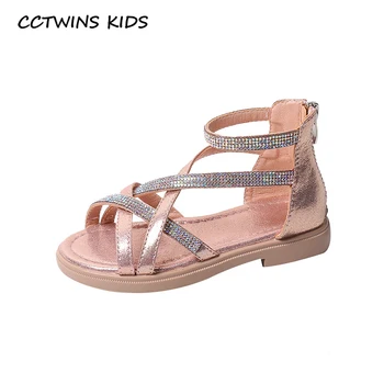 

CCTWINS Kids Shoes 2020 Summer Baby Pu Leather Sandals Children Fashion Princess Sandals Girls Brand Rhinestone Flat PS878