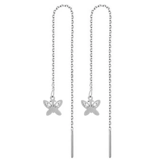 MinaMaMa acier inoxydable longue chaîne mince gland boule étoile papillon goutte boucle d'oreille pour femme enfileur boucles d'oreilles bijoux de mode