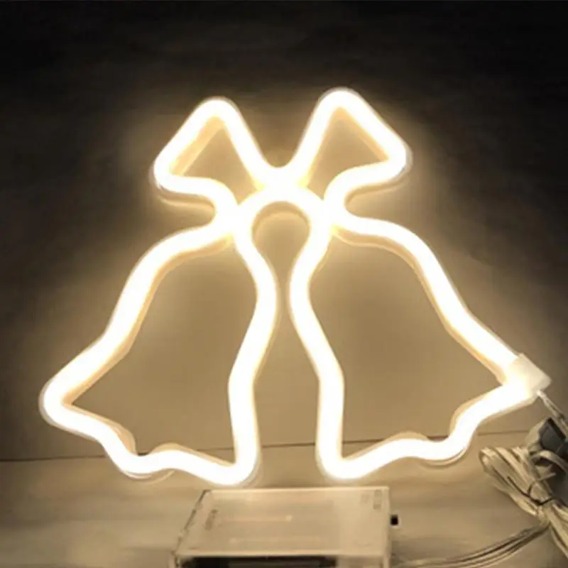 

Christmas Bell LED Neon Sign Battery Powered Neon Night Light USB Charging Night Lamp For Home Bedroom Living Room