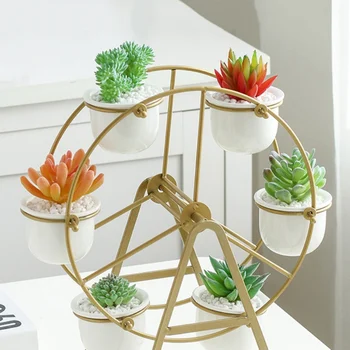 

Ceramic Potted Home Desktop Can Rotate Ferris Wheel Flower Pot Creative Succulent Plant Pot Decoration Office Flower Container A