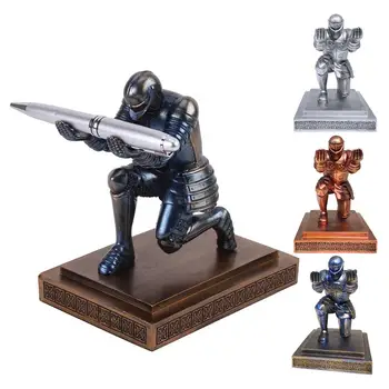 

Stainless Steel Pen Holder Knight Soldier Figures Pen Holder Pen Pencil Stand Desk Organizer Home Office Pen Organizer Holder