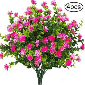 

4PCS Plastic Artificial Orchid Flower Branches Fake Plant Greenery Stem Indoor Outside Home Home garden Party Decor Flower