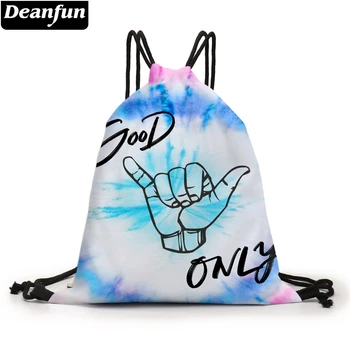 

Deanfun Drawstring Bag Tie-dyed With Letters 3D Printed Pouch Bag Colorful Drawstring Backpack For Travelling D60443