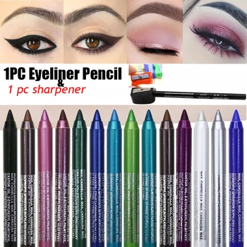 

14 Colors Long Lasting Pigment Eye Liner Pencil Waterproof White Color Eyeliner Pen Eye Cosmetics Makeup Tool Women's Fashion