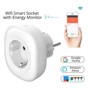 

Mini Wifi Energy Monitor Smart Socket EU Power Plug Mobile APP Remote Control Work with Amazon Alexa Google Home No Hub Required