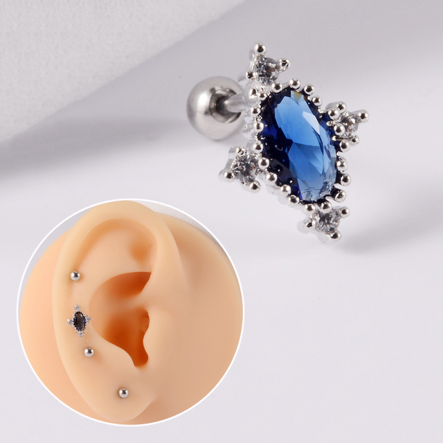 361L Surgical Steel Cz Ear Tragus Cartilage Crystal Lightning Snake Lobe Earrings Helix Earring Barbell Piercing Jewelry 20G
