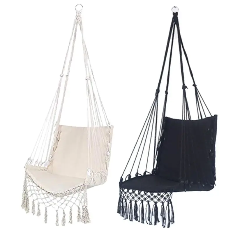 Hammock Chair Macrame Swing  Hanging Cotton Rope Hammock Swing Chair for Indoor and Outdoor Use