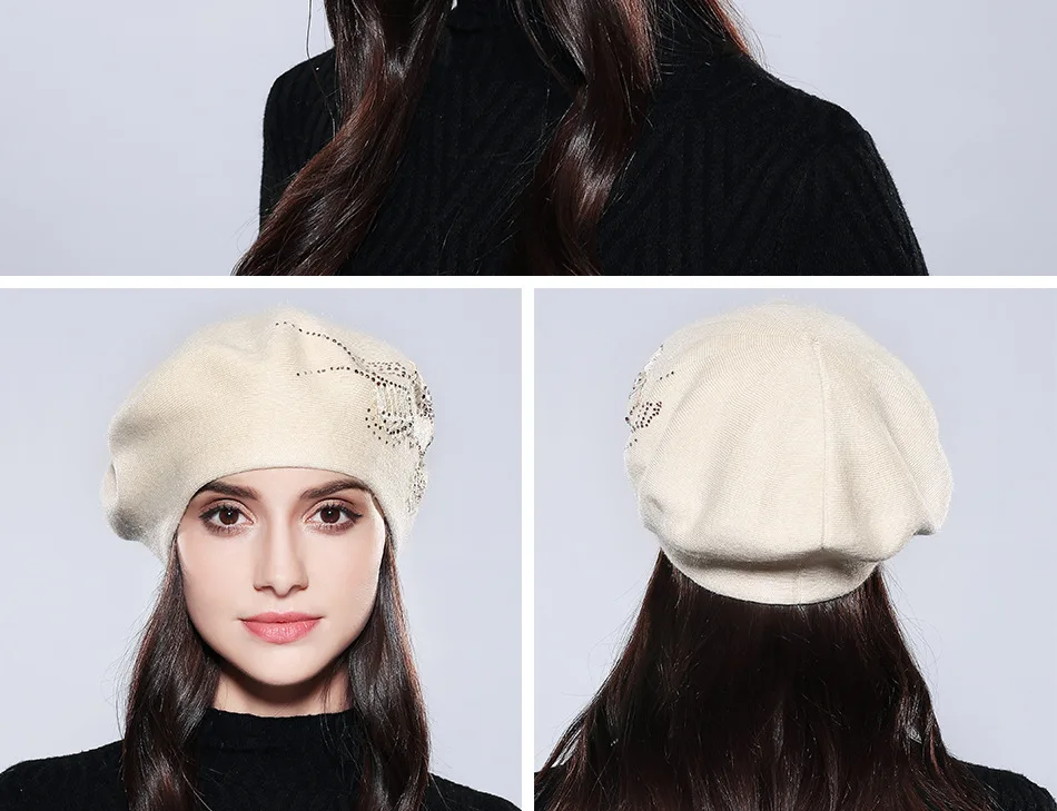 YOYOCORN, осенняя и зимняя утолщенная женская шапка, теплый берет из кроличьего меха, шапка для художника, женская шапка
