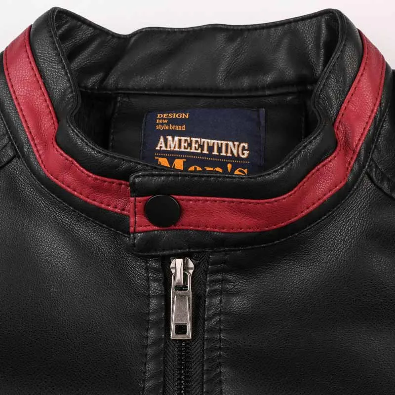 KIOVNO Men Moto Leather Jackets Fashion Baseball Faux Leather Jacket Coats For Male Stand Collar Size L-3XL (6)