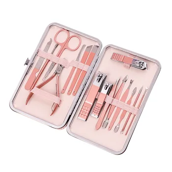 

16pcs/set Portable Stainless Steel Nail Clipper Travel Set Manicure Pedicure Toe Art Cutter Trimmer Scissor Tweezer Knife Kit