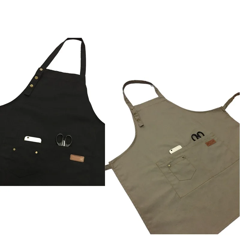 New Fashion Canvas Cotton Apron Coffee Shop And Barber Working Apron Bib Cooking Kitchen Aprons For Woman Man Apron