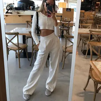 

Summer Loose Pants For Women Casual High Waist Wide Legs Pants Solid Streetwear Pantalon Femme Trousers Women
