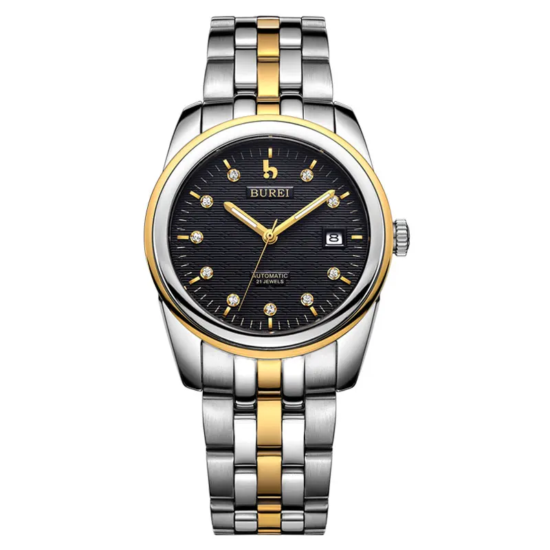 BUREI 5010 Switzerland часы для мужчин люксовый бренд oyster perpetual datejust diamond автоматический самоветер Золотой relogio masculino - Color: White
