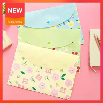 

1pc Cute Cartoon File Bag Durable Folder Floral File 33.6*23.2cm Bag Buckle Bag Supplies Information Bag Office Folder T8W8