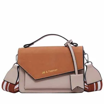 Винтажные женские сумки с широким плечевым ремнем, женские сумки контрастного цвета, модные полосатые сумки через плечо, шикарный кошелёк - Цвет: brown