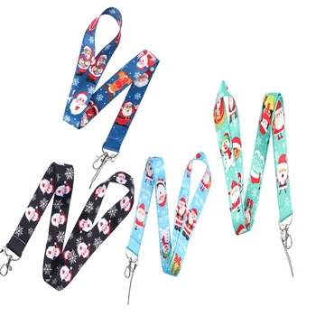 

20pcs/lot Santa's Claus Mobile Phone Lanyard Key Chain Creative Clip Badge Hang Rope Customizable Neck Strap Lanyards PSC340