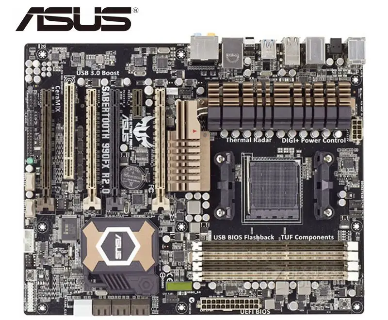  ASUS SABERTOOTH 990FX R2.0 original motherboard DDR3 Socket AM3+ USB2.0 USB3.0 32GB used boards Des