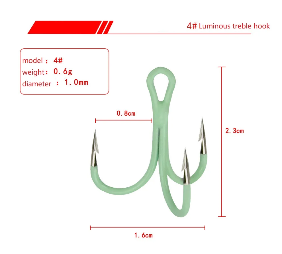 5 шт./лот Высокоуглеродистая сталь светящийся тройной крючок 2#-10# рыболовные крючки прочный Pesca колючий крючок рыболовные снасти аксессуары