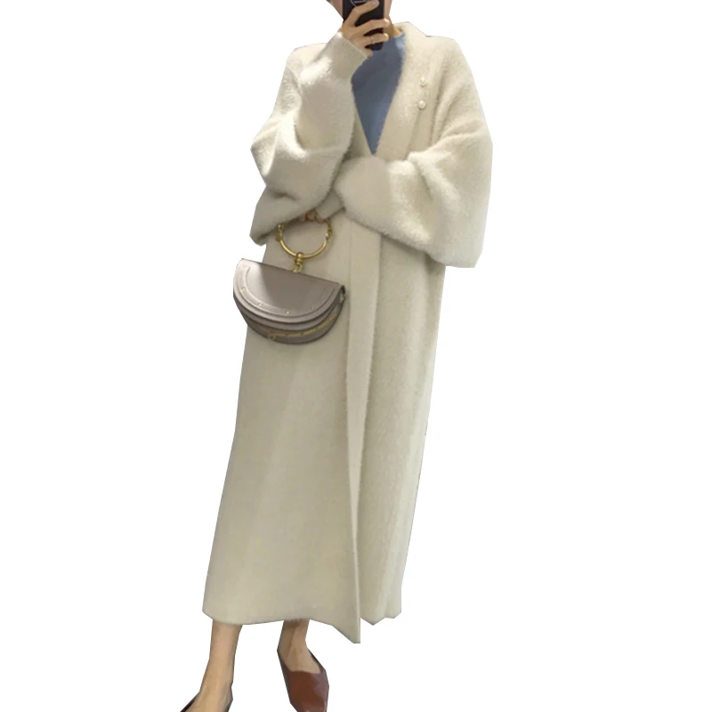 2020 Turn Down Collar Design Long Sleeve Furry Coat Winter Women Tops Cardigans Open Stitch Poncho Casaco Feminino | Женская одежда