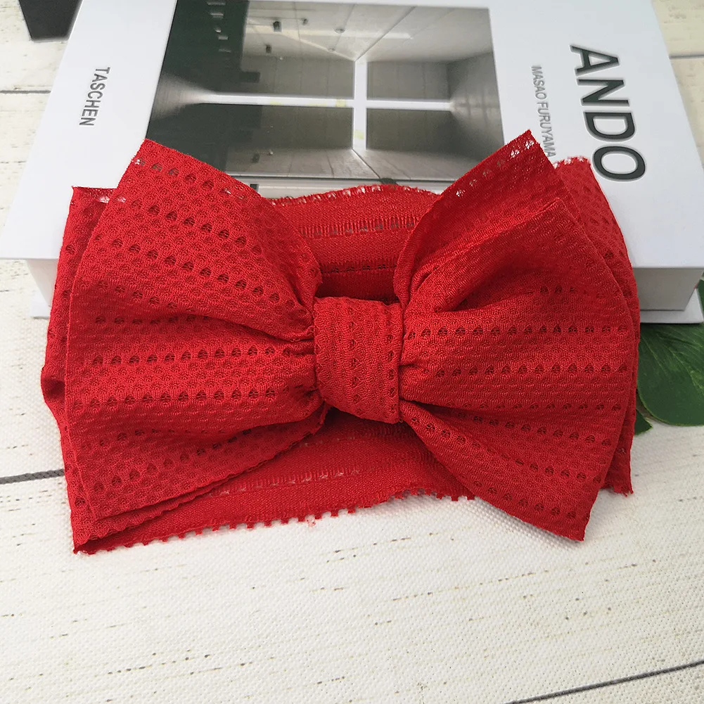 Red Diademas Para Bebe; Детская повязка на голову для девочек; Детские Луки; повязка на голову для маленьких девочек; аксессуары для волос; Elastique Cheveux Fille - Цвет: Red
