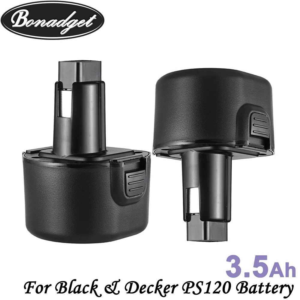 

Bonadget Replacement 2pack 9.6V 3500mAh PS120 Ni-MH Battery For Black&Decker A9242 FSB96 A9251 PS3350 CD9600 PS9600 Tool Battery
