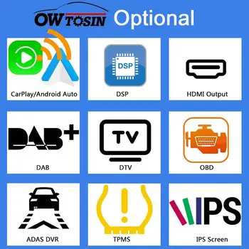 

Owtosin Optional Extra Cost For OBD ADAS DVR TPMS IPS Screen HDMI output Wireless CarPlay Android Auto DSP DAB TV