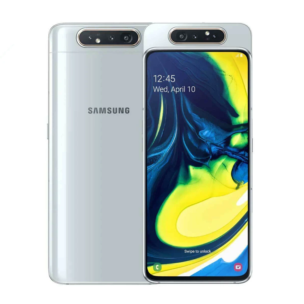 Ghost White Samsung Galaxy A80 A8050,, 4G, Android, мобильный телефон, четыре ядра, 6,7 дюймов, две sim-карты, 48 МП и 8 Мп, всплывающая камера, 8 ГБ и 128 ГБ, Snapdragon - Цвет: Ghost White