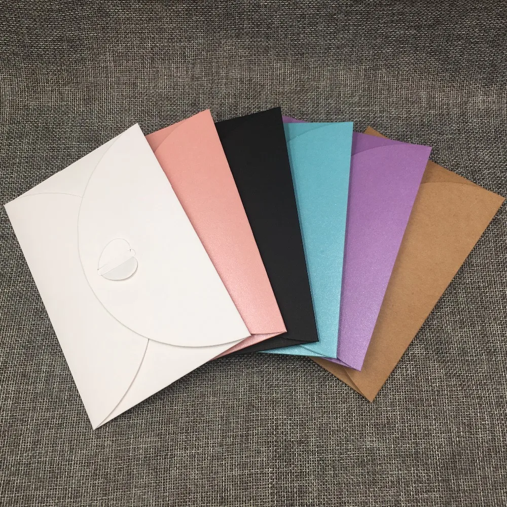 

100Pcs/Lot 10x15cm Colorful Six Styles Flower Bud Shape Heart Kraft Paper Envelope Bags Handmade For New Year Greeting Card Bags