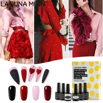 

Lagunamoon 8ML Gel Nail Polish 6pcs/Set Love Story Collection Soak Off UV LED Long Lasting Varnish Lacquer Top Base Coat