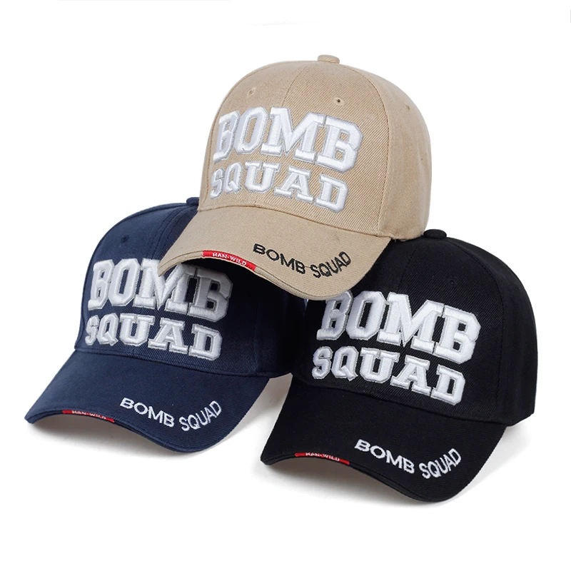 Новая бейсбольная кепка с вышитыми буквами BOMB SQUAD, модные кепки в стиле хип-хоп с 3D вышивкой, мужские спортивные кепки из хлопка, регулируемая солнцезащитная Кепка