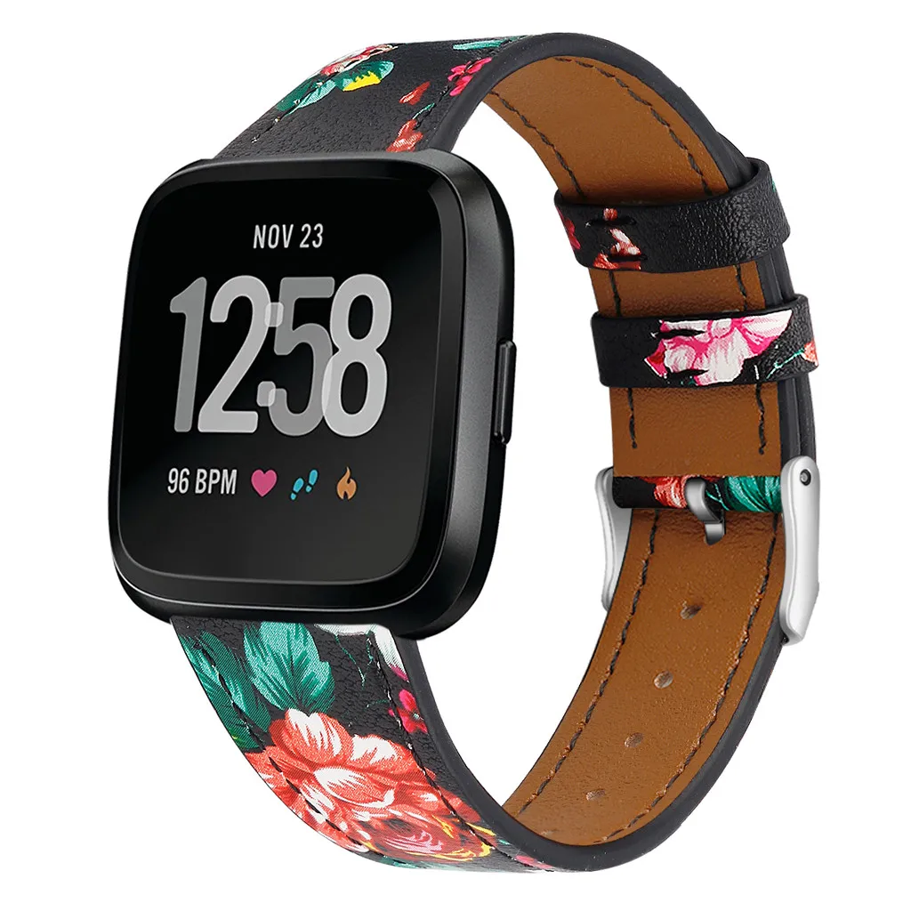 Красный Роскошный кожаный ремешок с принтом, браслет, ремешок для Fitbit Versa/Versa Lite, ремешок для часов, фитнес-трекер# G20 - Цвет: Красный