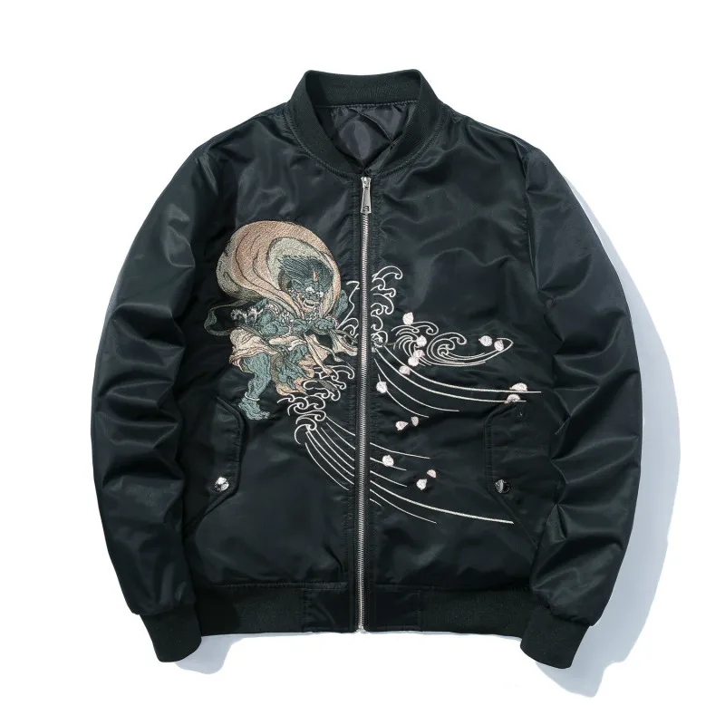 Winter Bomber Jacket Men Embroidery Anime -Pilots Baseball Uniform Japanese Harajuku Streetwear Clothes Thick Warm Casual