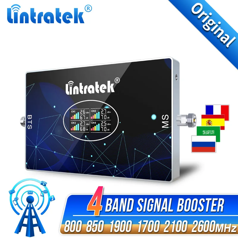 Усилитель сигнала 850 1700 1900 800 4 диапазона 4G CDMA AWS 1800 2100 2600 3G 2G GSM мобильный WCDMA LTE ПК